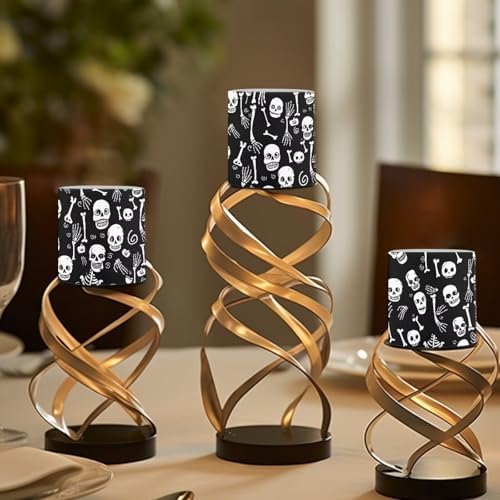 Pack of 4 Flameless Candles with Remote, Halloween Skeleton Battery Operated Candles with Timer Waterproof Flameless Pillar Tea Lights for Indoor Outdoor Party Banquet Decorations - Image 4