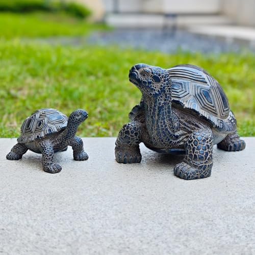 2 Pcs Turtle Outdoor Statue, Tortoise Garden Figurine, Resin Garden Turtles Outdoor Decor for Patio, Lawn, Yard, Pond, Housewarming Mom Gifts - Image 6