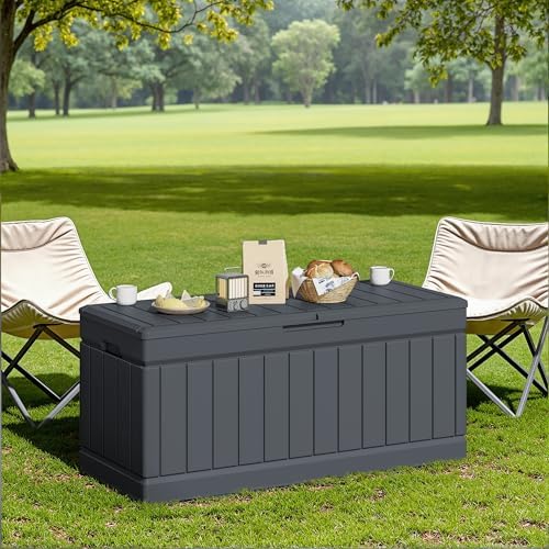 JUMMICO 78 Gallon Deck Box Waterproof Resin Outdoor Storage Box - Image 7