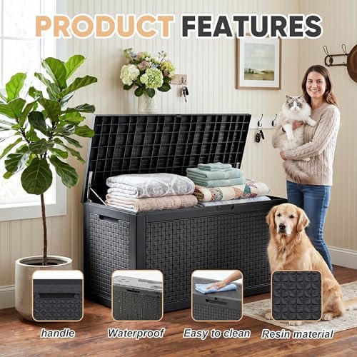 EasyUp 110 Gal Waterproof Outdoor Storage Box UV Resistant Deck Box - Image 7