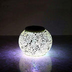 Waterproof Color Changing Table Lamp, Solar Powered Mosaic Glass Ball LED Garden Lawn Night Light Lamps, Party Lights for Home,Yard, Indoor,Outdoor Decoration Lights (Silver) - Image 6
