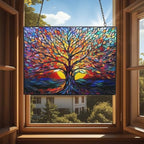 Rectangle Tree of Life Stained Glass Window Hanging, 15" W X 11" H Stained Glass Panel with Chain, Suncatchers for Windows Hanging Decorations, Gifts for Mom, Grandma, Wife, Sister - Image 4