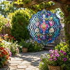 Shwing 12 Inch Wind Spinner Hanging Wind Sculptures Lotus Flower Metal Decor Double Sided Outdoor Kinetic Garden Art 3D Wind Spinner Hanging Ornament for Patio Porch Balcony Backyard Tree Decor - Image 2