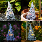 Goodeco Solar Sitting Gnome with LED Flower Light Garden Decor - Image 7