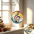 Musical Note Suncatcher, Music Decor Stained Glass Window Hanging, 8 Inch Sun Catchers Indoor Window Decorations, Handmade Suncatchers for Windows Hanging, Gift for Musicians Teacher Choir Members - Image 7