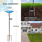 Homight Solar Glass Blue Bird Bath Garden Outdoor Birdbath with Metal Stake - Image 2