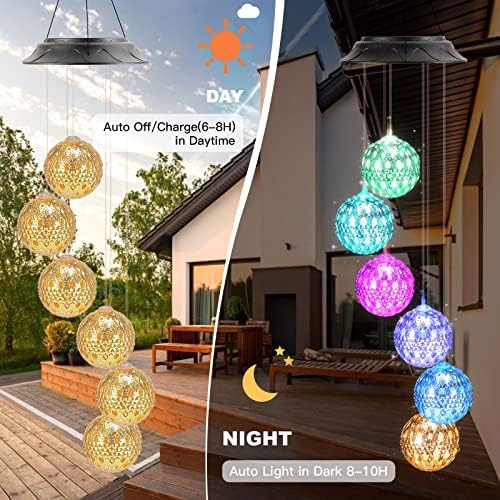 Gold Solar Wind Chimes Hummingbird Solar Lantern, Gifts for Mom Grandma Gardening Gift for Women - Image 7