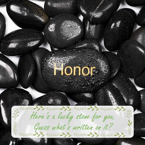 20 lbs Polished Black River Rocks, Natural Decorative Stones for Indoor Plants, Vases & Fish Tank, Includes 1 Engraved Inspirational Rock, 1-2 Inch Decorative Pebbles for Garden Landscaping - Image 2