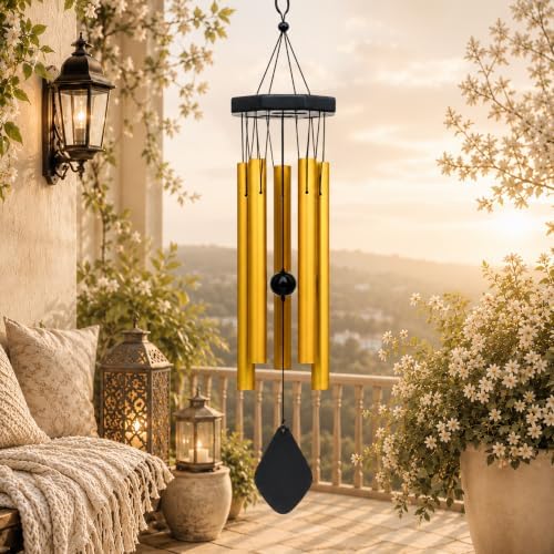 YATSKIA Large Aluminum Wind Chimes for Outside Clearance 24" Gold - Image 7