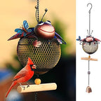 Solar Ladybug Wild Bird Feeders Squirrel Proof for Outside - Unique Cute Metal Ladybug Bird Feeder with Solar Light, Wind Chime, Gift for Bird Lovers(Ladybug) by WTreeW