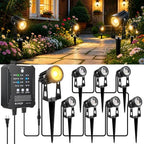 All-in-One Low Voltage Landscape Lighting Kit, 8-Pack LED Landscape Lights with Smart Transformer, 70FT Pre-Wired Cable, IP65 Waterproof Outdoor Spotlights, 3000K Warm White for Yard Garden Pathway by YGS-TECH