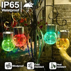 Solar Hanging Lanterns Outdoor: 12 Pack Cracked Glass Ball Lights with Clip - Waterproof Color Changing Globe Decorative Garden Tree Fence - Gardening Holiday Gifts for Women - Image 5