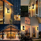 BesLowe Outdoor Wall Light, Modern Porch Sconce, Black with Gold Trim - Image 5