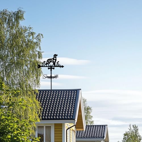 Dog Weathervane Metal Wind Vane Animal Flowers Garden Art Decoration Direction Sign Indicator Stake Mount Ornament for Patio Lawn Farmhouse Yard Roof Outdoor - Image 5