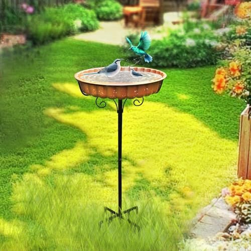 Rust-Proof Bird Bath with Metal Stand Outside, Copper-Tone Bowl, Outdoor Garden Pedestal Bird Baths 9-Pronged Base - Image 6