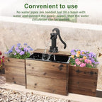 OIPRTGFJ Outdoor Water Fountain,Floor Wooden Rectangular Pump Old-Fashioned Fountain with Flower Box,Electric Decorative Hand Pump, Outdoor Water Feature for Garden Patio Backyard - Image 2