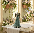 Napco Praying Angel Faith Plant Leaf 11 x 6 x 6.5 inches Blue and Bronze Resin Stone Collectible Figurine Statue Sculpture, Indoor Outdoor Garden Décor - Image 3