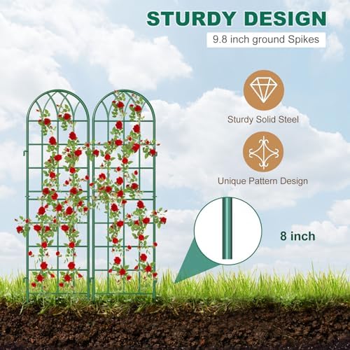 4 Pack Metal Garden Trellis for Climbing Plants, Green - Image 3