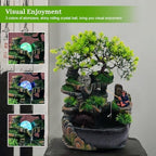 Tabletop Fountain Rockery Waterfall, Desktop Miniature Rockery Crafts with Plants Stones LED Lamp for Home Office and Bedroom Study Room - Image 5