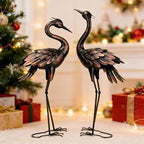 Shorayn Metal Crane Garden Statue, Garden Sculptures & Statues, Bronze Crane Ornaments Yard Art for Backyard Patio Lawn Decorations - Image 6