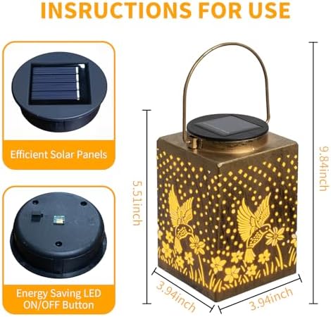 2 Pack Bronze Solar Lights Outdoor Waterproof Decorative - Gifts for Women Mom Grandma, Hummingbird Garden Decor for Yard, Patio,Backyard, Porch , Garden (Hummingbird) - Image 4