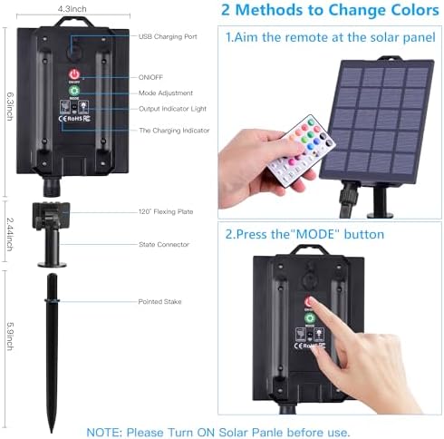 59Ft Solar String Lights Outdoor Waterproof Color Changing with Remote - Image 4
