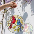 8″ Cardinal & Blue Jay Suncatcher, Stained Glass Window Hanging & Ornament, Window Decor, Holiday & Christmas Ornaments | Bird Lover Gifts, Gifts Exchange, Gift Ideas - Image 3