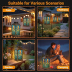 Solar Lantern Outdoor Waterproof Stained Glass Octopus Vibrant Blue Orange Tones Garden Decor LED Hanging Solar Lights Tabletop Lamp Gifts for Women Mom Outside Yard Patio Porch - Image 6
