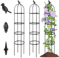2-Pack 6FT Garden Obelisk Trellis for Climbing Plants,Adjustable 4-Tier Metal Plant Support,Rustproof Outdoor Plant Tower with 3 Decorative Tops for Roses,Tomatoes,Clematis & Vines,Black by TCBWFY