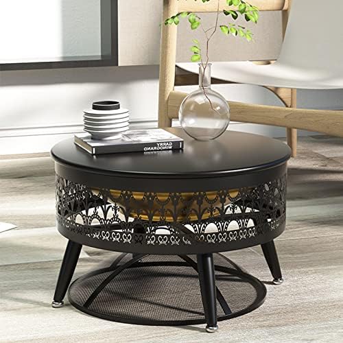 LXLZYXSF Outside Fire Pit Bowl with Table Top, Living Room Coffee Table, Wood Burning Fire Basin for Camping, BBQ, Travel, Bonfire Party, Picnic (Color : Deep Coffee, Size : 52.5cm/20.6inch Wide) - Image 5