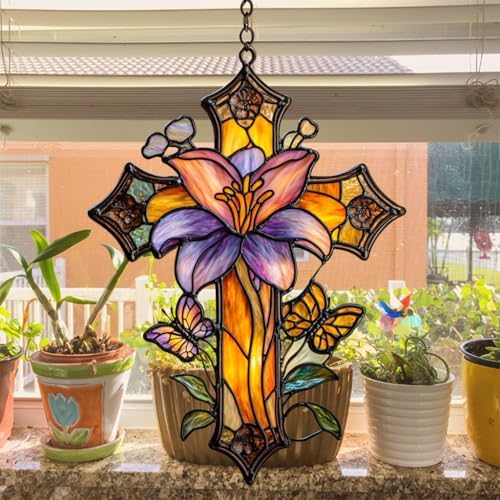 Magnolia Cross Acrylic Suncatcher - Image 4