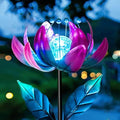 AIINY Solar Purple Metal Flower Wind Spinners, Colorful Spinning Windmill Lotus Yard Art Lights Wind Pinwheels with LED Crystal Ball Decorative Stake Lighting Flower Sculpture by AIINY