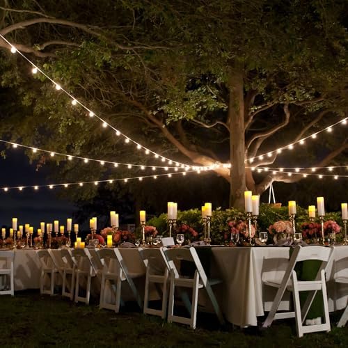 Banord White Outdoor String Lights, 96FT Commercial Grade Patio Lights with 30 1W S14 Dimmable Shatterproof LED Bulbs, Heavy Duty Hanging Lights for Outdoor, Waterproof String Lights (2x48FT) - Image 6