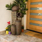 Alpine Corporation GIL140 43" Tall Indoor Outdoor Pottery Fountain with Replaceable LED Lights, Water Feature for Garden, Patio, and Home Decor, Brown - Image 2