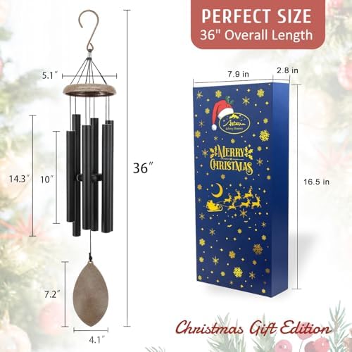 Wind Chimes for Outside, All Metal Tuned Wind Chime Outdoors, Sympathy & Memorial Wind Chimes for Mom Dad, Leaf Design, Box Included - Image 7