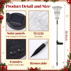 Tujoe 4 Pcs Pentagram Solar Firework Lights Decorations Garden Pathway Solar Power Light Stake Waterproof with 90 LED 8 Modes Star Firework Lights Decoration for Outside Decor, Warm White - Image 3