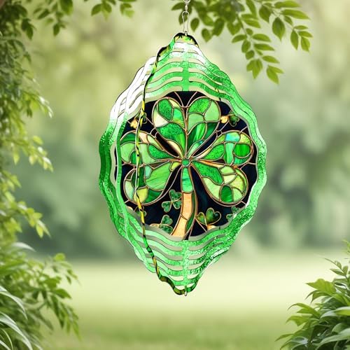 Shamrock Irish St. Patrick's Day Wind Spinner MLN3817WS, 12 inches - 3D Hanging Wind Spinners Outdoor, Yard, Garden Decor - Image 4