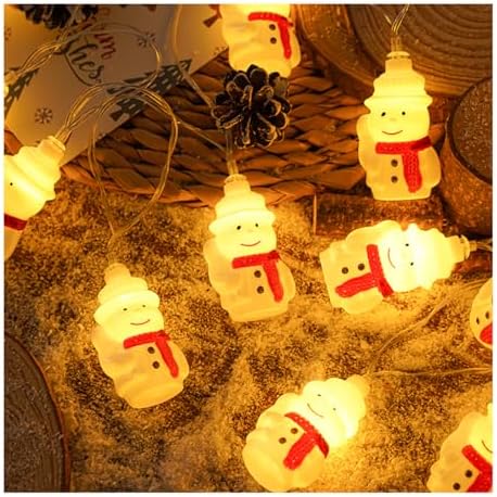 CAKERS Christmas Decor String Lights|Creative Cute Novelty Fairy Lights|Hanging Copper Wire Lights|Night Lights for Birthday Party Xmas Tree Decor,Xmas Scarf Snowman,3m(9.8ft)-20LED-USB by CAKERS