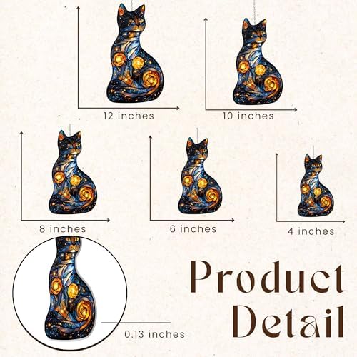 Galaxy Cat Acrylic Suncatcher 12 Inches, Halloween Decoration Indoor Outdoor, Bedroom Porch Decor, Stained Glass Effect Window Hanging, Celestial Black Cat Ornament, Mystical Gift for Her Mom - Image 3