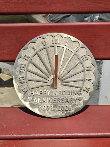 Brass Sundial Garden Clock Wedding for Couples Engraved Roman Numeral Sundial –50th Anniversary (Brass, 8 Inch) by Unknown