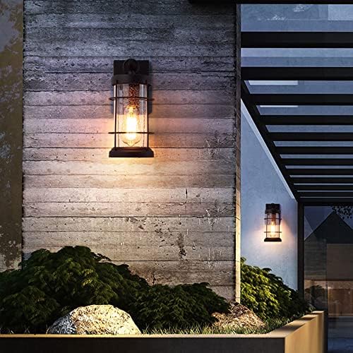 Exterior Wall Light Vintage Rust Kerosene Style Wall Lantern Outdoor Wall Light,Porch Sconces Waterproof Metal Wall Sconce Lighting Wall Lamp for Front Door(Bulb Not Included) - Image 3