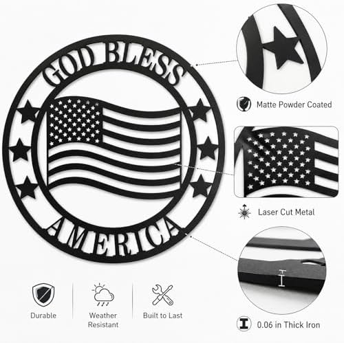 Custom Patriotic Metal Wall Sign Personalized Family Name Last Name Metal Sign American Flag Decor God Bless Personalized Signs Patriotic Home Gift - Image 5
