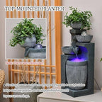 26.8" Tall Water Fountain Outdoor Garden, 4 Tiers Modern Cascading Bowls Water Fountain Outdoor Indoor Garden with LED Lights & Atomizer for Patio, Deck, Porch, Backyard Art Decor,C - Image 4