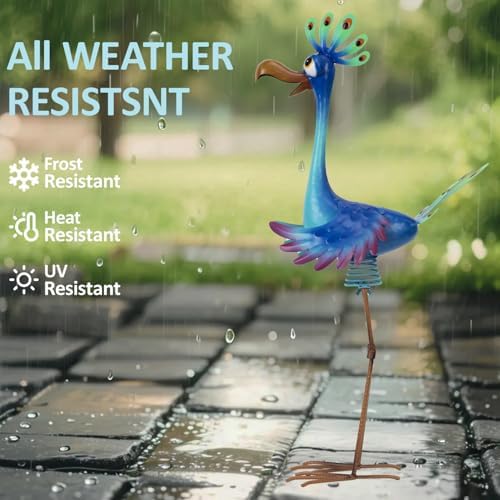 Natelf Metal Wacky Peacock Garden Outdoor Statue for Yard Patio 26 Inch - Image 5