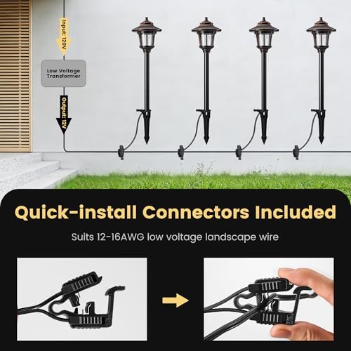 SURAIELEC Low Voltage Landscape Light with Connectors, 4 Pack, ETL Listed - Image 5