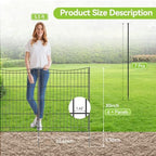 INJOPEXI Decorative Garden Fence 6 Panels 11.8ft(L)×30in(H) Garden Fences Outdoor with 6 Panels Rustproof Metal Wire No Dig Temporary Animal Barrier Fencing for Backyard Patio - Without Fence Gate - Image 2