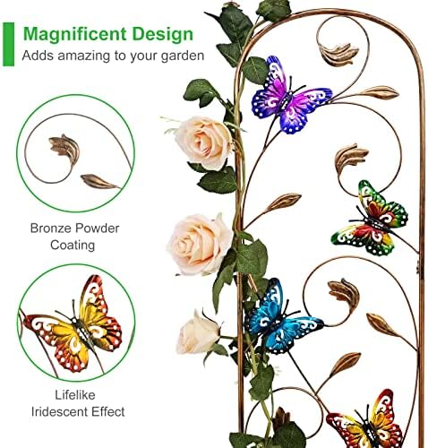 SUNNYPARK Set of 2 Butterfly Metal Garden Trellis for Climbing Plants, Decorative Vegetables Flowers Vine Trellis for Outdoor Patio 60'' H x 11'' W - Image 3