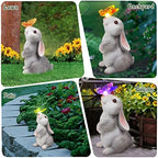 Garden Statue Outdoor Decor Rabbit with Solar Butterfly Changing Lights - Image 3