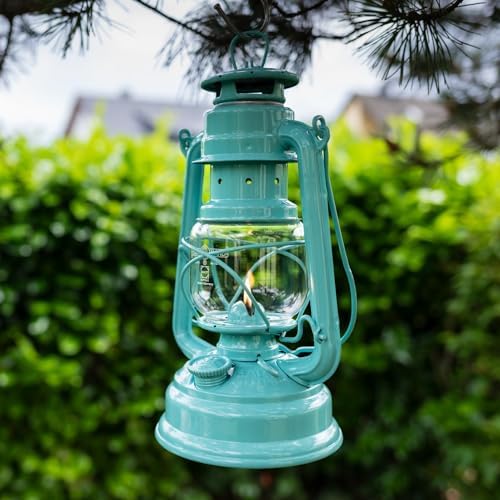 Feuerhand Outdoor Kerosene Fuel Lantern, German Made Weather Resistant Baby Special 276 Galvanized Hurricane Lamp for Camping or Patio, 10 Inches, Pastel Green - Image 4