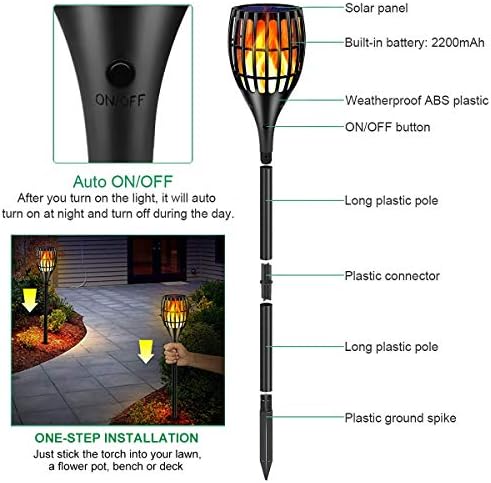 Solar Lights Outdoor 43" Flickering Flame Solar Torch Lights - Image 2